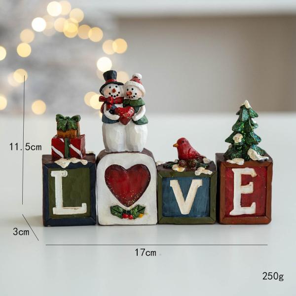 クリスマスの彫像 愛らしい工芸品 卓上飾り 自宅の棚 リビングルーム用 LOVE