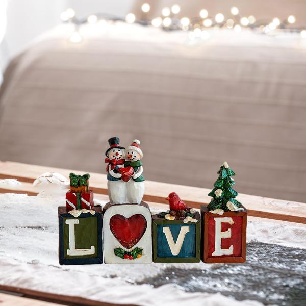 クリスマスの彫像 愛らしい工芸品 卓上飾り 自宅の棚 リビングルーム用 LOVE