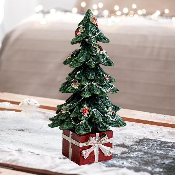 クリスマスの彫像 愛らしい工芸品 卓上飾り 家庭用棚 リビングルーム クリスマスツリー A