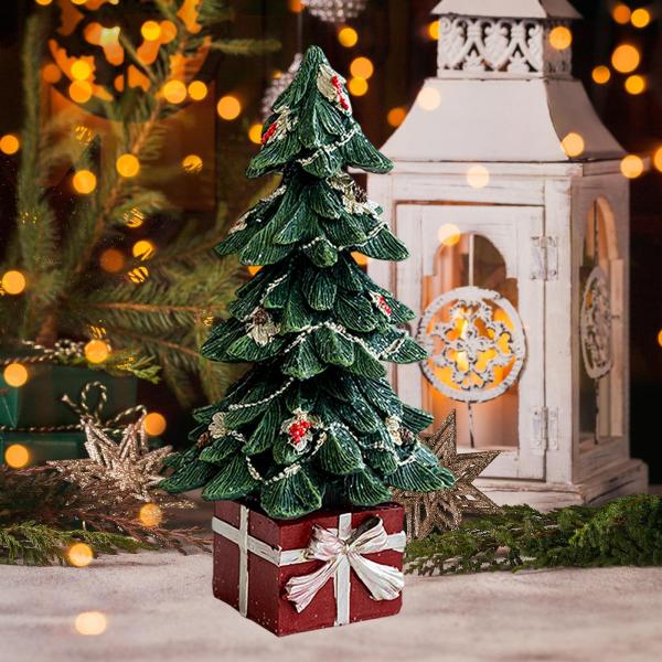 クリスマスの彫像 愛らしい工芸品 卓上飾り 家庭用棚 リビングルーム クリスマスツリー A
