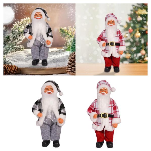 サンタクロースの置物人形 実用的 装飾 クリスマス デコレーション 家庭用 ブラック ホワイト チェック柄