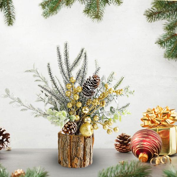 卓上人工クリスマスツリー ミニクリスマスツリー テーブル 寝室 バー用 ゴールド