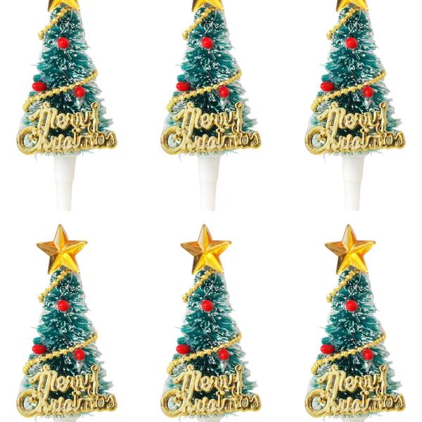 クリスマスカップケーキトッパー デザート用 クリスマスホリデーカップケーキトッパー クリスマスツリー用 10個