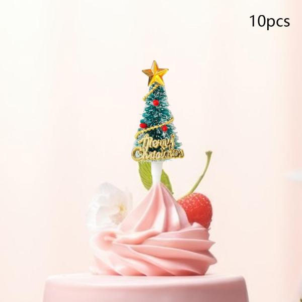 クリスマスカップケーキトッパー デザート用 クリスマスホリデーカップケーキトッパー クリスマスツリー用 10個