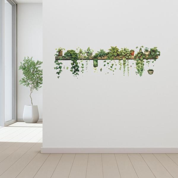 ウォールステッカー ウォールデカール 家の装飾用 取り外し可能な吊り下げ式植物 グリーン キッチン バスルーム ダイニングルーム 寮 レストラン用