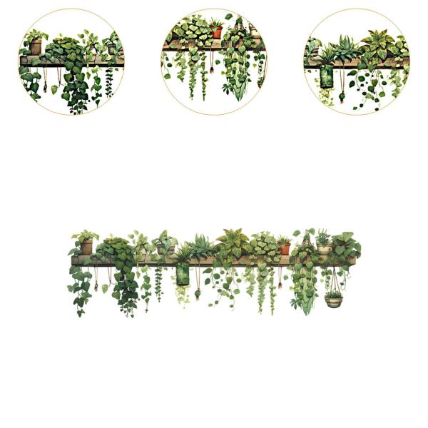 ウォールステッカー ウォールデカール 家の装飾用 取り外し可能な吊り下げ式植物 グリーン キッチン バスルーム ダイニングルーム 寮 レストラン用