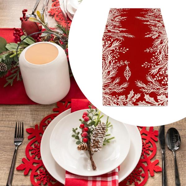 長方形テーブルクロス フェスティバル 季節 冬 キャビネット クリスマス テーブルランナー 葉