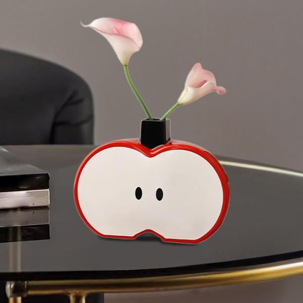 リンゴ型の花瓶工芸品 農家のキャビネット ダイニングルーム用卓上飾り 赤