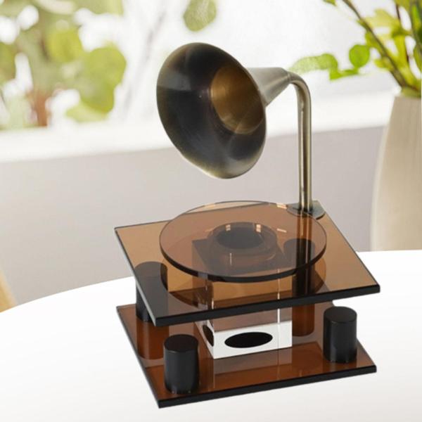 蓄音機モデル 金属ガラス レコードプレーヤー彫刻 リビングルーム 寝室