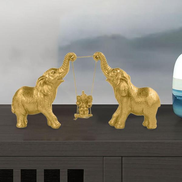 象の像 クリエイティブギフト 樹脂製置物 寝室 キャビネット リビングルーム スタイル B ゴールデン