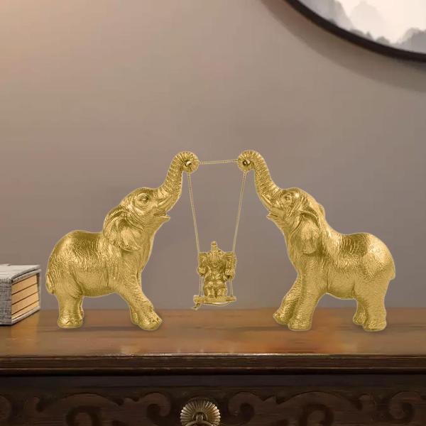 象の像 クリエイティブギフト 樹脂製置物 寝室 キャビネット リビングルーム スタイル B ゴールデン