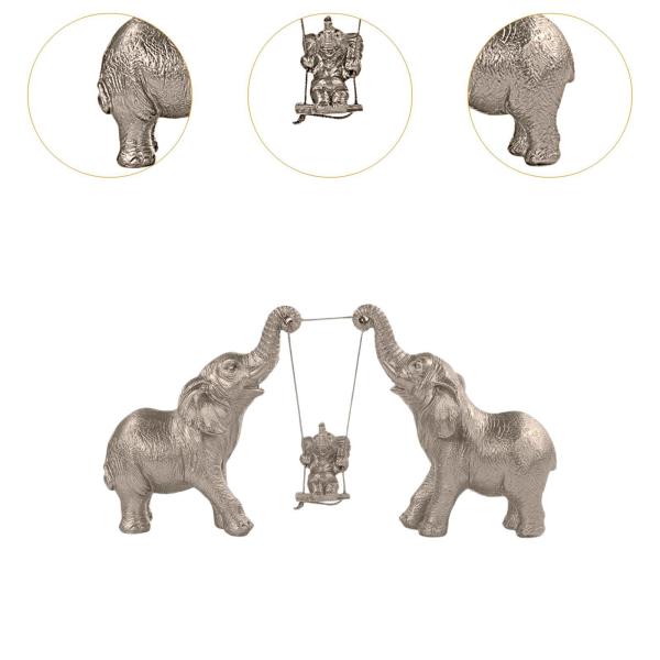 象の像 クリエイティブギフト 樹脂製置物 寝室 キャビネット リビングルーム スタイル B シルバー