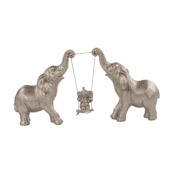 象の像 クリエイティブギフト 樹脂製置物 寝室 キャビネット リビングルーム スタイル B シルバー