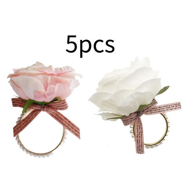 5 個 ナプキン バックル フェスティバル ダイニング 感謝祭 カフェ フラワー ナプキン リング ピンク