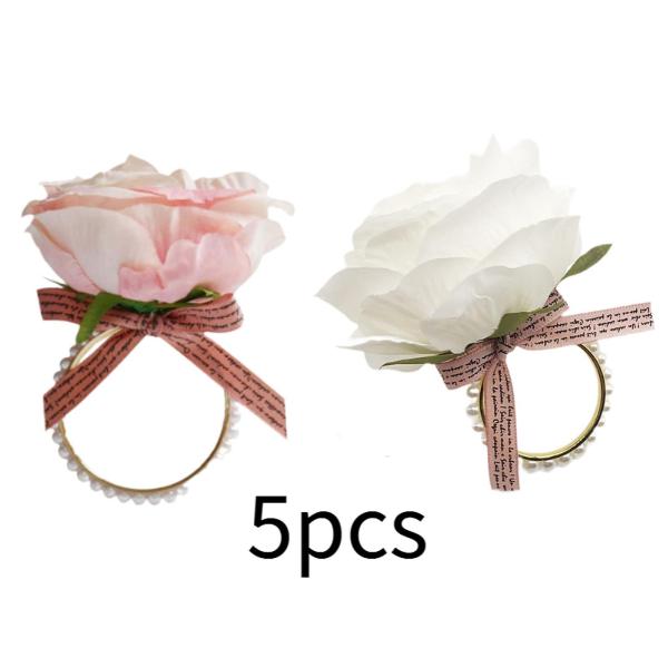 5 個 ナプキン バックル フェスティバル ダイニング 感謝祭 カフェ フラワー ナプキン リング ピンク