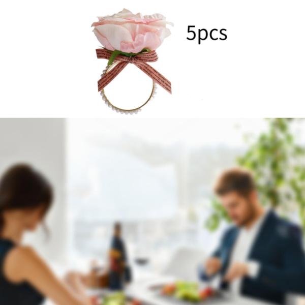 5 個 ナプキン バックル フェスティバル ダイニング 感謝祭 カフェ フラワー ナプキン リング ピンク