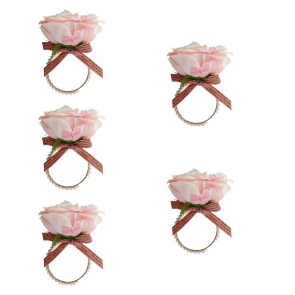 5 個 ナプキン バックル フェスティバル ダイニング 感謝祭 カフェ フラワー ナプキン リング ピンク