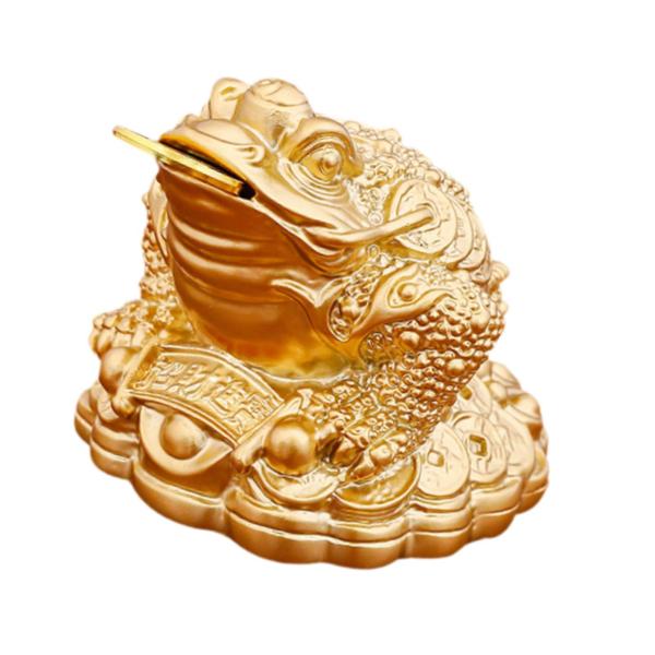 お金のカエルの像 風水装飾 卓上飾り 黄金のヒキガエルの置物 棚用彫刻