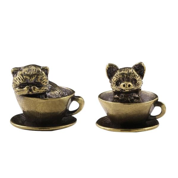 コーヒーカップ ペット彫刻 アンティーク工芸品 銅ペンダント テーブル オフィス ホーム コーヒーカップ 犬用