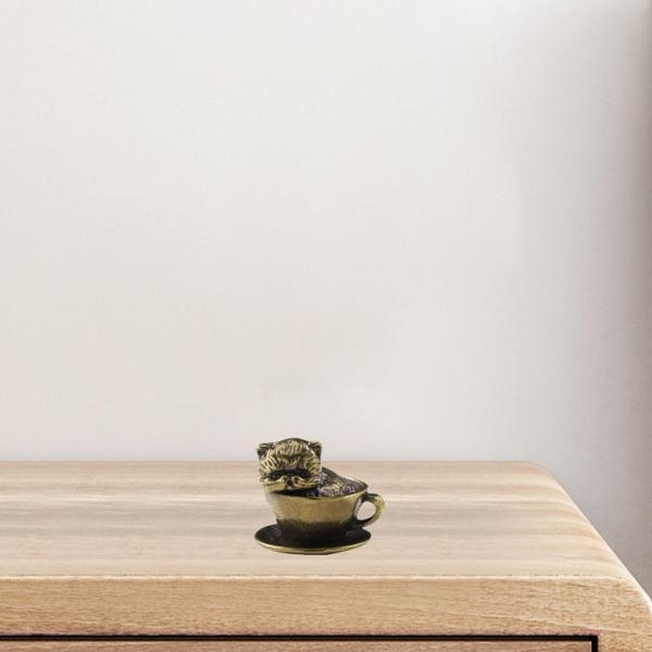 コーヒーカップ ペット彫刻 アンティーク工芸品 銅ペンダント テーブル オフィス ホーム コーヒーカップ 犬用