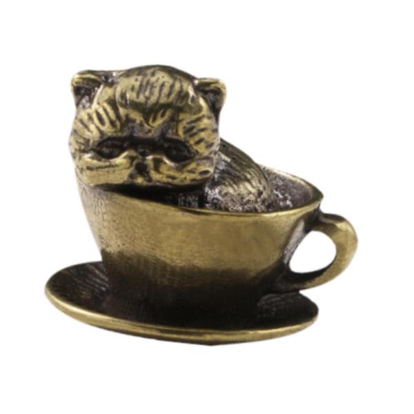 コーヒーカップ ペット彫刻 アンティーク工芸品 銅ペンダント テーブル オフィス ホーム コーヒーカップ 犬用