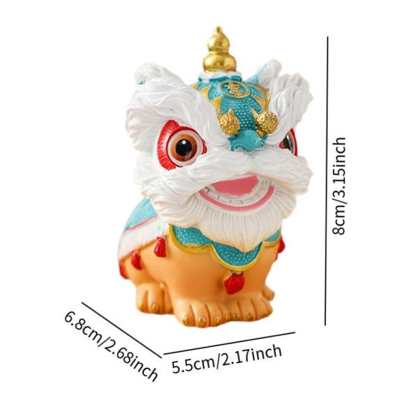 獅子舞　置物　中国高級品　専用箱付き【新品】 中国の獅子舞の像クラフト卓上飾りホームキャビネット農家用ブルー