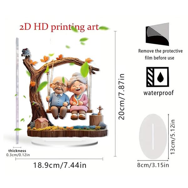 2D フラット愛する老夫婦デスクトップ装飾クラフトバレンタイングッズクリエイティブアクリルディスプレイアートリビングルームホーム