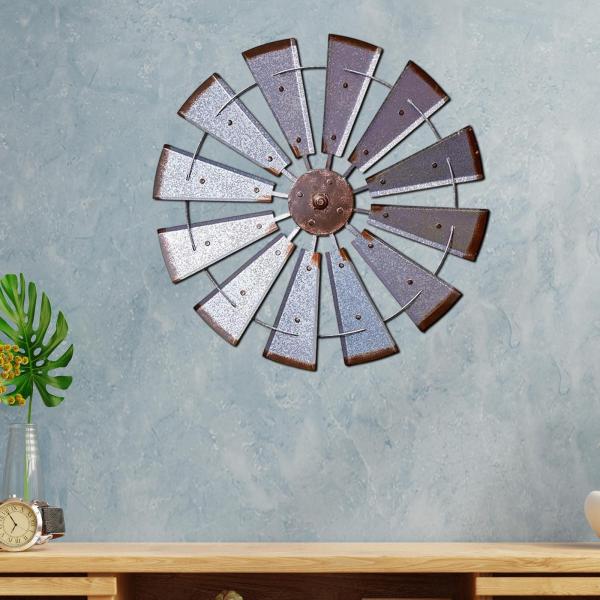 風車壁の彫刻リビングルームオフィスのための鉄のアート屋内屋外丸い葉の葉