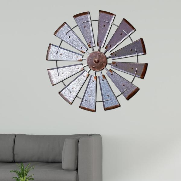 風車壁の彫刻リビングルームオフィスのための鉄のアート屋内屋外丸い葉の葉