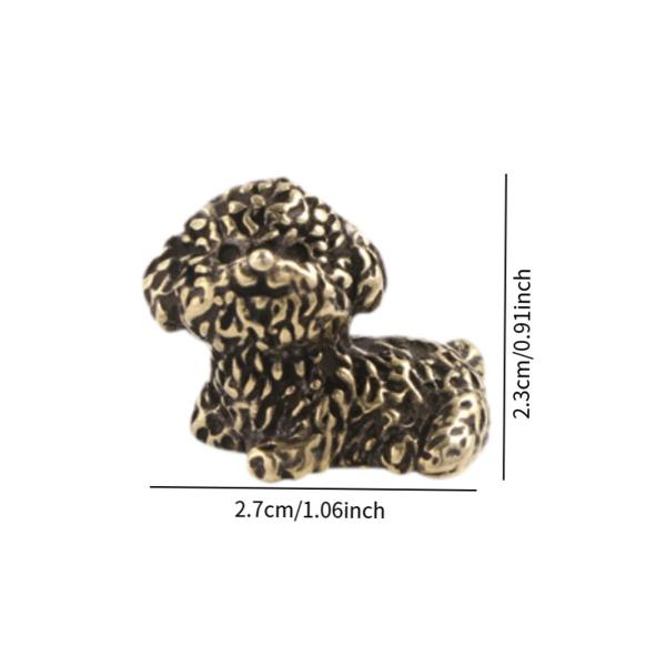 真鍮のミニ犬の置物 車のダッシュボードテーブルデスクトップ用の便利な彫刻 2.7cmx2.3cm