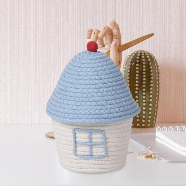 メイクアップ収納バスケット キャビネット用家庭用品オーガナイザー 家庭用化粧品 ブルー&ホワイト