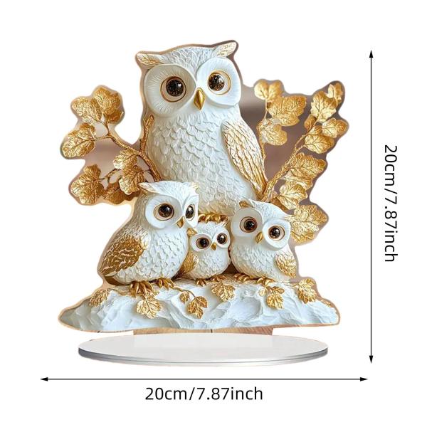 2Dフラットフクロウアクリルサインデスクトップ飾りベースアートワーク、防水装飾プラーク、デスク用のテーブルトップデコレーション