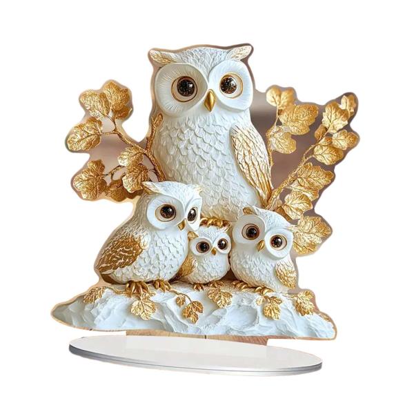 2Dフラットフクロウアクリルサインデスクトップ飾りベースアートワーク、防水装飾プラーク、デスク用のテーブルトップデコレーション