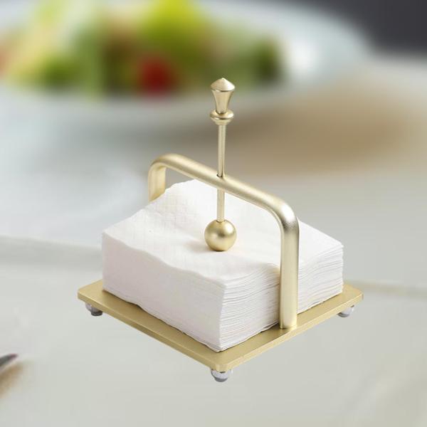 ナプキンホルダー 金属製 装飾 飲料用ナプキンキャディ ダイニングルーム ウェディング ゴールド