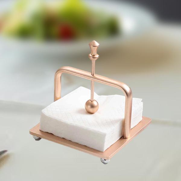 ナプキンホルダー 金属製 装飾 飲料用ナプキンキャディ ダイニングルーム ウェディング用 ローズゴールド