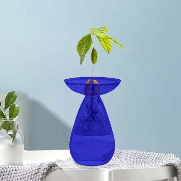 水耕栽培用花瓶 寝室 バルコニー 本棚用 シンプルな装飾花瓶 ダークブルー