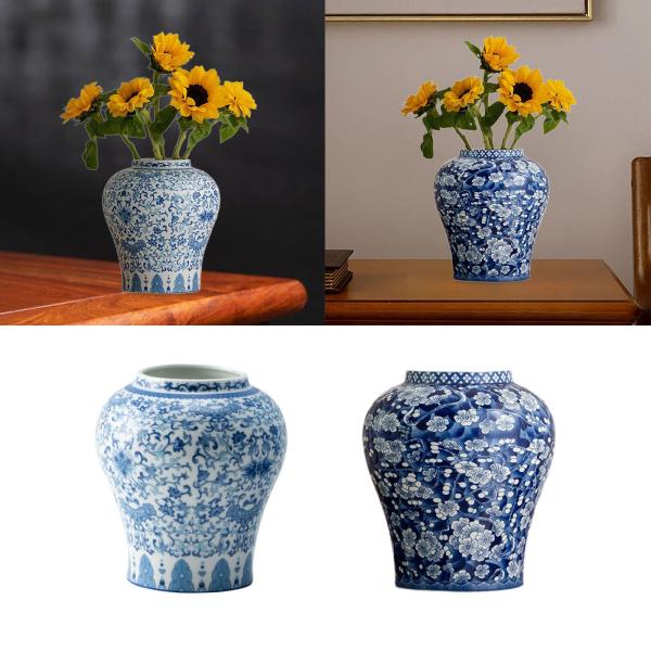 中国製陶器製花瓶 クラシックな植木鉢 リビングルーム 玄関装飾 ライト