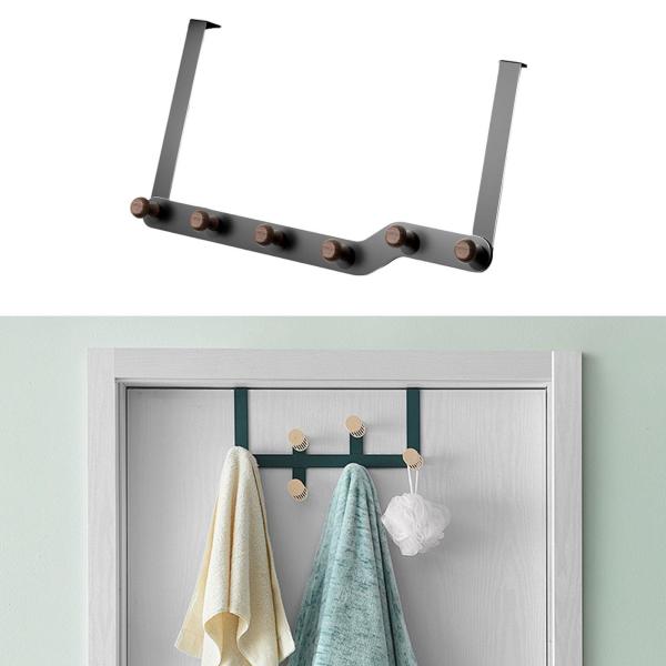 ドア掛けフック ドア掛けタオルラック 帽子、スカーフ、財布などを掛けられる グレー