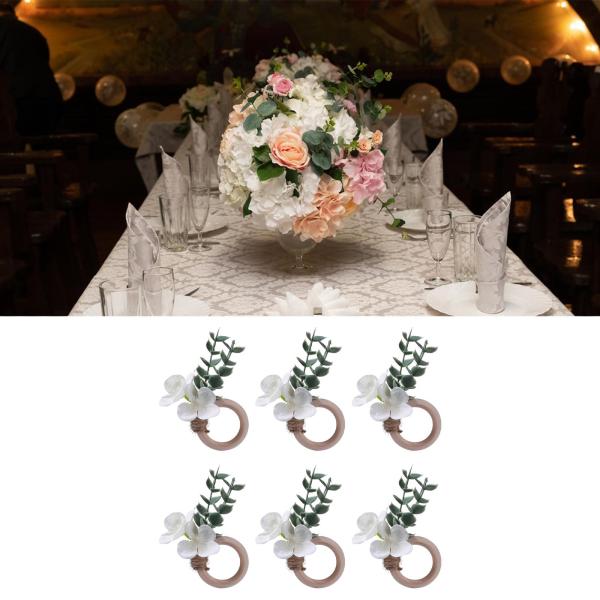 ナプキンリング 6個セット パーティー用 花柄 ナプキンリング キッチン フェスティバル ナプキンバックル ホワイト