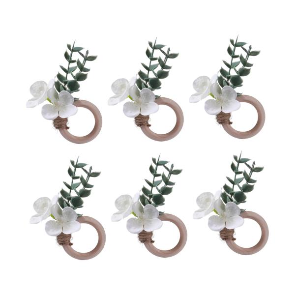 ナプキンリング 6個セット パーティー用 花柄 ナプキンリング キッチン フェスティバル ナプキンバックル ホワイト