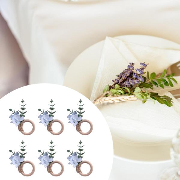 ナプキンリング 6個セット パーティー用 花柄 ナプキンリング キッチン フェスティバル ナプキンバックル ブルー