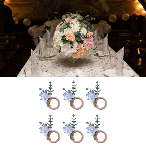 ナプキンリング 6個セット パーティー用 花柄 ナプキンリング キッチン フェスティバル ナプキンバックル ブルー