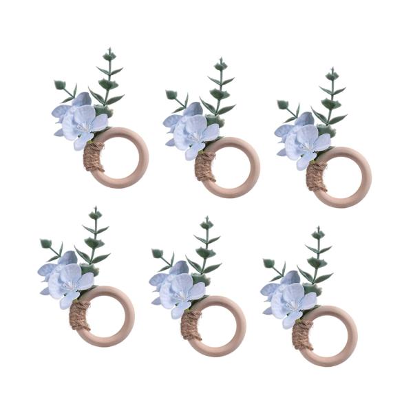 ナプキンリング 6個セット パーティー用 花柄 ナプキンリング キッチン フェスティバル ナプキンバックル ブルー