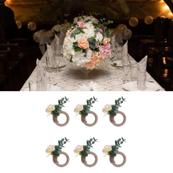 ナプキンリング 6個 パーティー用 花柄 ナプキンリング キッチン フェスティバル ナプキンバックル ライトイエロー