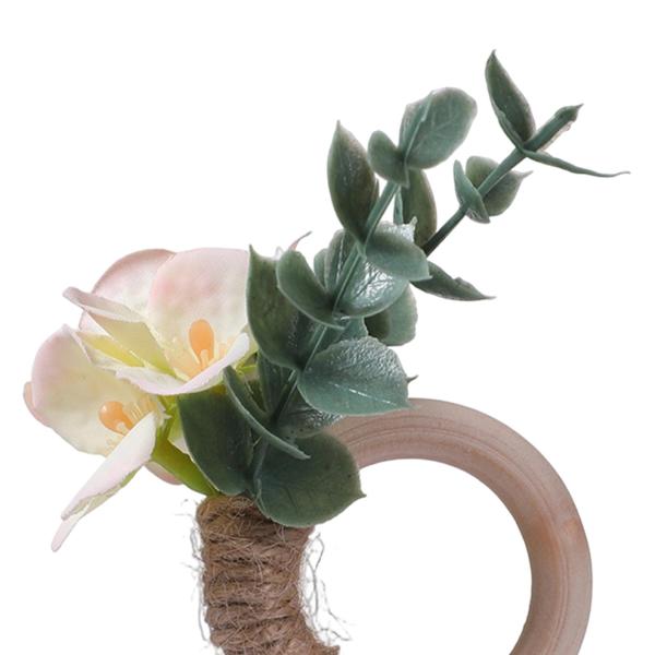 ナプキンリング 6個 パーティー用 花柄 ナプキンリング キッチン フェスティバル ナプキンバックル ライトイエロー