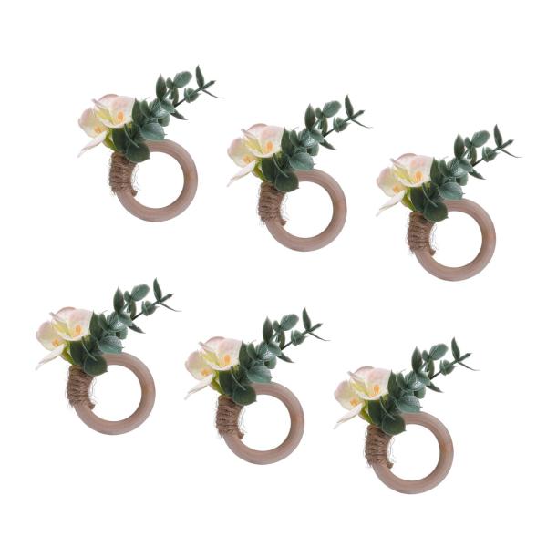 ナプキンリング 6個 パーティー用 花柄 ナプキンリング キッチン フェスティバル ナプキンバックル ライトイエロー