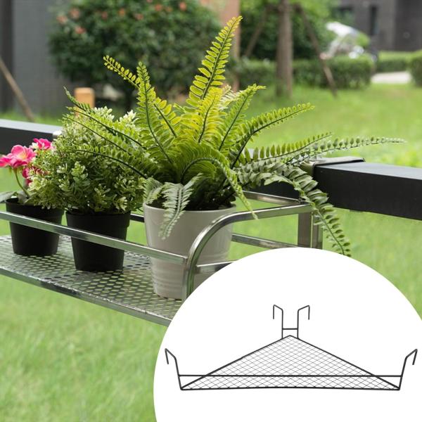 オフィス用キュービクルハンギングバスケット 植物用手すり棚 ポーチフェンス用 ガーデントライアングル ブラック