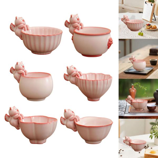 花柄ティーカップ ポータブル ユニーク セラミックティーカップ 家庭用 家族用 屋外 屋内用 8.5x4.7cm