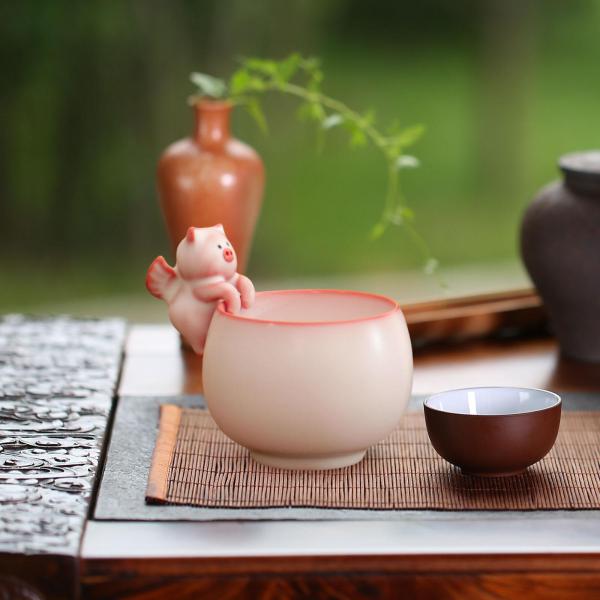 花柄ティーカップ ポータブル ユニーク セラミックティーカップ 家庭用 家族用 屋外 屋内用 8x6.1cm