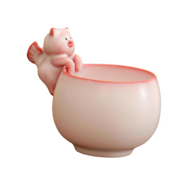 花柄ティーカップ ポータブル ユニーク セラミックティーカップ 家庭用 家族用 屋外 屋内用 8x6.1cm